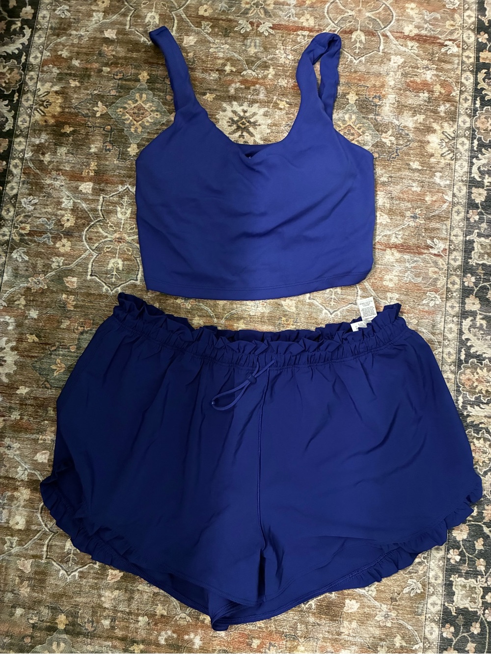 aerie Royal Blue Ruffle Waist athletic set